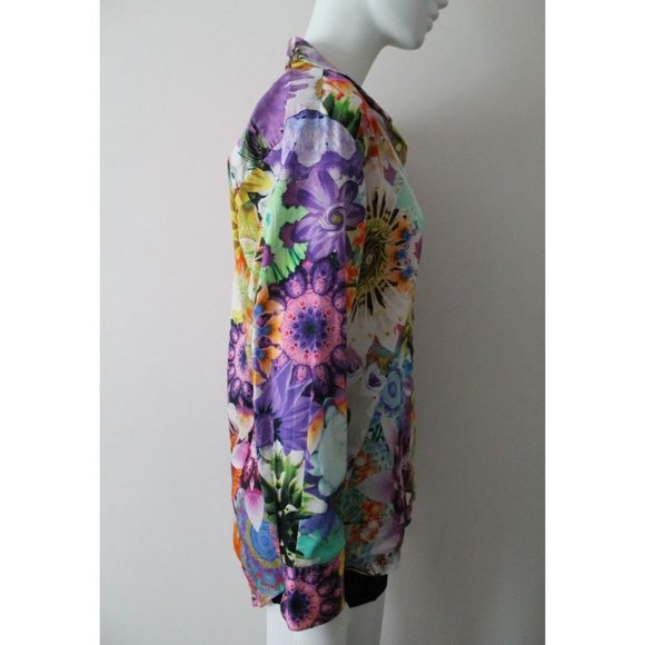 ETRO Floral Geometric Print Cotton Shirt Blouse Colourful Size EU 38/ Small - Picture 4 of 9